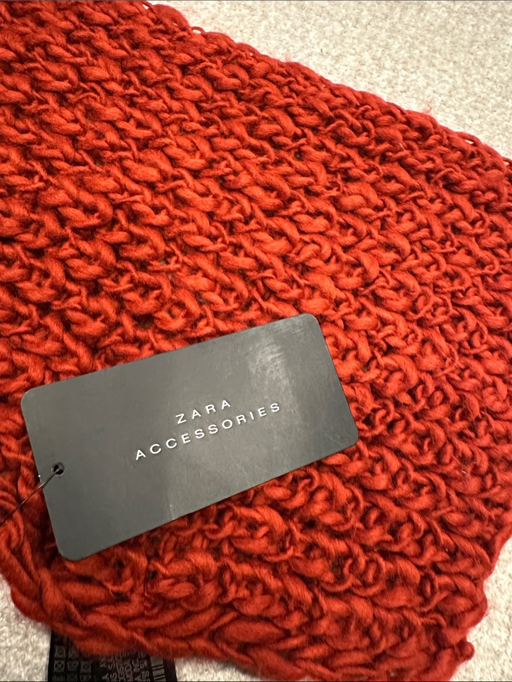 Zara Rust Red Textured Knit Scarf - Picture 4 of 7